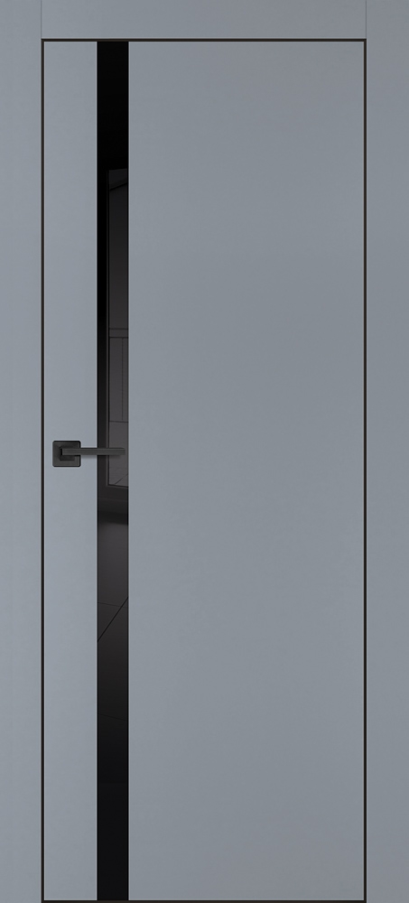 Межкомнатная дверь PX-8  черная кромка с 4-х ст. Серый матовый
