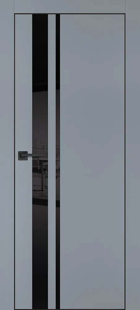 Фото Межкомнатная дверь PX-16 черная кромка с 4-х ст. Серый матовый